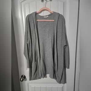 Women's grey waffle knit long sleeved cardigan Peyton Primrose brand 2X